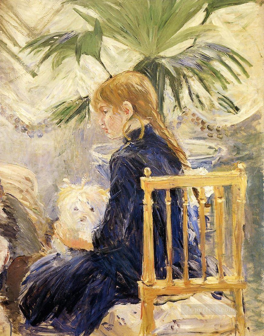 Berthe Morisot Fille avec un chien Peintures à l'huile